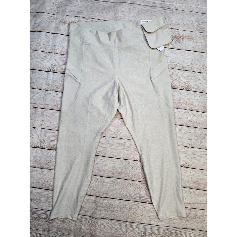 Old Navy Cream Color Cream High Rise‎ Legging 7/8 Length pocket Size XL Go DRY
